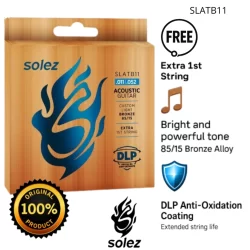Encordoamento Solez Violão 011 DLP SLATB11 Custom Light Bronze 85/15 - 1 corda extra