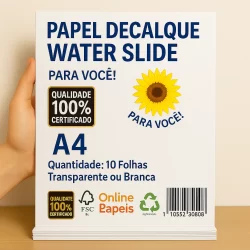 Papel Decalque Water Slide 10 folhas kit p/ Copos Porcelana Plástico Jato Tinta