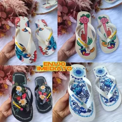 Chinelo de Dedo com Estampa coqueiro Diferenciada coqueiro macia fofinhas leve
