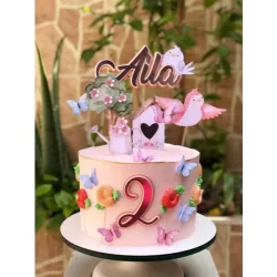 Topo de bolo jardim encantado, aniversario,  mêsversario