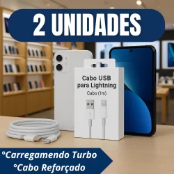 Kit 2 Cabos USB Lightning 1 Metro Reforçado Iphone