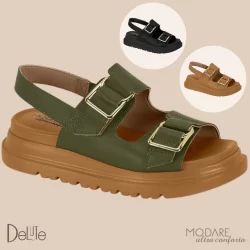 Sandalia Feminina Casual Confortavel Sola Sintetica Cabedal Resistente