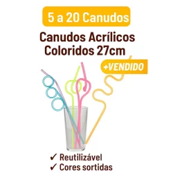 KIT 5 A 20 CANUDOS ACRÍLICO COLORIDO FORMATOS FESTA INFANTIL LEMBRANCINHA REUTILIZÁVEL