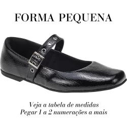 Sapatilha Feminina Fivela Mary Jane Bico Quadrado Clássico Retro 195