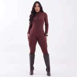 Macacão Virginia Feminino Ribana com Zíper-Manga Longa, Elegante e Perfeito para Dias Frios