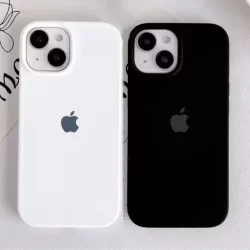Capinha de Silicone Preta Branca Para Iphone 7/8 Plus/XR/11/12/13/14/15/16 Pro e Pro Max