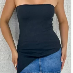 Blusa Tomara que Caia Assimétrica Canelada: O Ponto Alto da Moda Moderna Blogueira
