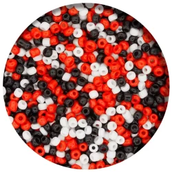 Miçanga Mix Vermelha Preta e Branca Guia Umbanda Candomblé 11/0 [1.5x3.0mm] 50g Aprox. 2000 Peças