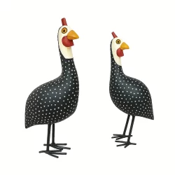 Galinhas da angola artesanal em Madeira decoração casa/jardim