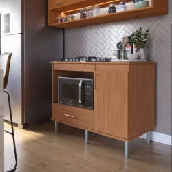 Balcão Movelove Para Cooktop 1,05m 5 Bocas 1 Nicho Com 1 Porta E Gaveta Turim Envio Imediato