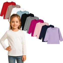 Kit 3 Blusa Cotton Manga Longa Infantil Juvenil Uniforme Escolar Menina Tamanho 1 ao 16