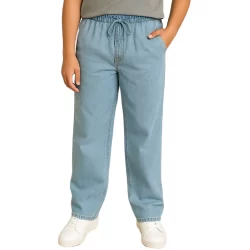 Calça juvenil infantil jeans balão reta boca larga