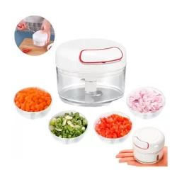 Mini Processador Branco De Alimentos Manual Picador Triturador Alho Legumes 170ML