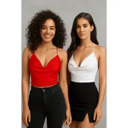 2 Blusa Feminina Gola Boba Degagê Frente Única - Várias Cores - A Segunda blusa sai a metade do preço - Original