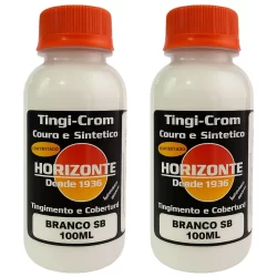 02 Unid Tinta Branco Semibilho Couro Sintético Sapato 100 Ml