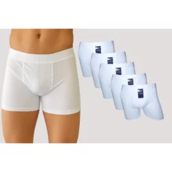 kit 5 Cueca Cuecas Box Boxer Lisa Toda Branca Romantic