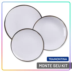 Aparelho de Jantar Canyon Jogo de Pratos Rasos, Fundo e Sobremesa em Porcelana Decorada Tramontina
