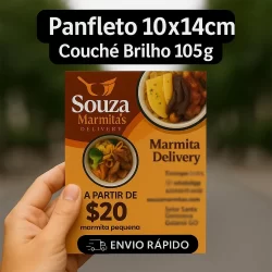 Panfleto - Folder - Folhetos - 10x14cm Frente Colorida - Couchê Brilho 105g - Loja - Flyer