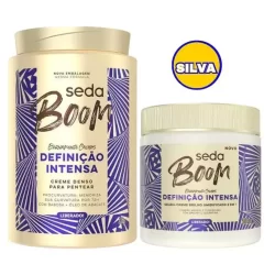 KIT SEDA BOOM DEFINIÇÃO INTENSA CREME DE PENTEAR 1 KG + GELATINA BRILHO UMIDIFICADO 2 EM 1 500 G