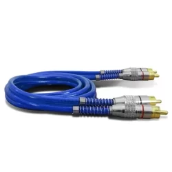 CABO RCA 1 METRO INJETADO ANTIRRUÍDO PREMIUM DUPLA BLINDAGEM 5MM AZUL