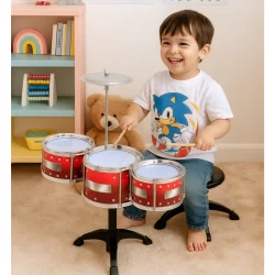 Bateria Infantil – Tambores, Prato e Baquetas (3 opções)