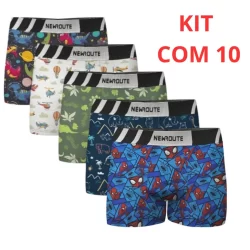 Kit  Cuecas Infantil Box Estampado Cueca Boxer Microfibra Menino