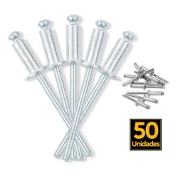 Rebite De Repuxo Cromado 4,8x14mm 50 Peças Mtx