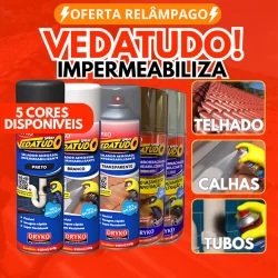 Spray vedatudo Impermeabilizante 400ml Borracha Líquida Manta Vazamentos Preto Branco Incolor
