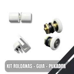 Kit 2 Roldanas + Puxador E Guia Para Box De Correr Blindex - Kit Manutenção