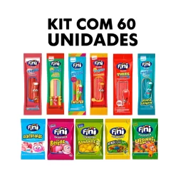 Kit com 60 Pacotes de Balas Fini - Sabores Variados e Divertidos