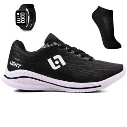 Tenis Masculino Feminino Esportivo Treino Academia Corrida Light Sport + Meia e Relogio