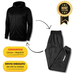 Promoção Conjunto Jaqueta masculina zíper capuz bolsos estilo urbano inverno quente confortável