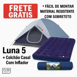 Barraca 5 Lugares Luna + Colchão Casal + Bomba De Pé Camping