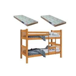 Beliche Caribe Gabrielli 100% Mdf Com Escada Nature -Vira 2 Camas Solteiro+2 Colchões Solteiro D23