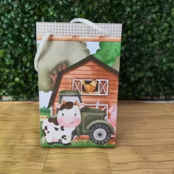 Sacolinha Surpresa Personalizada Lembrancinha Fazendinha Verde e Bege PEGUE E MONTE