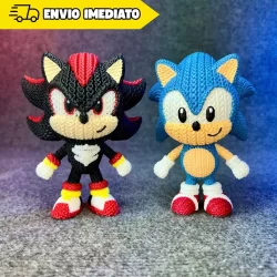 Bonecos Sonic e Shadow the Hedgehog articulados colecionáveis