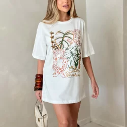 Max Blusão Feminina Estampa Selva Brasileira Camisa 100% Algodão
