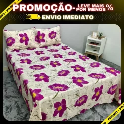 Jogo de lençol cama casal 3 peças percal microfibra oferta