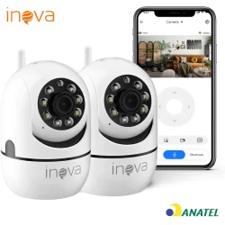 INOVA Kit Wifi Babá Eletrônica Câmera de segurança Sem Fio Visão Noturna 1080P 360° com Câmera audio