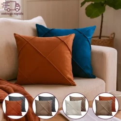 Kit Par de Capas para Almofada Decorativas 02 Unidades Suede Drapeada