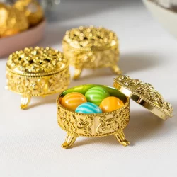 12 Lembrancinhas Porta Jóia Dourado Decoração Casamento  Porta Doces Festas