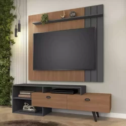 Painel Com Rack Para Tv De Até 60 Polegadas Com Nicho E 2 Portas