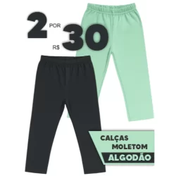 Kit C/ 2 Calças de Moletom Menino e Menina Por Apenas R$ 37,90 - Roupas Infantis Inverno Meia Estação - Algodão
