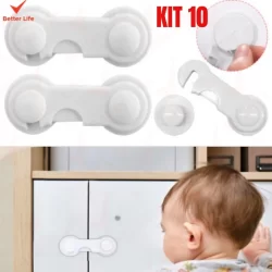 Kit 10 Travas Para Gaveta Porta Segurança Proteção Bebe Kit - Opção de cores