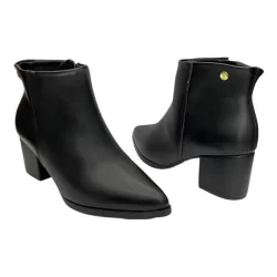 Bota Feminina VIA UNO Ziper Bico Fino Salto Grosso Ref 828011