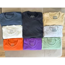 Camiseta masculina OverSized modelo  StreetWear Gola canelada alta Malhão macio e grosso