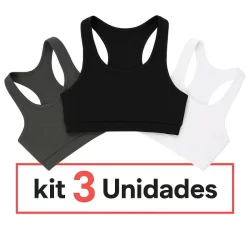 Kit com 3 top liso feminino suplex