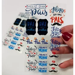 1 Cartela de Adesivos Dia dos Pais – Personalize Canecas, Copos, Presentes e Mais!
