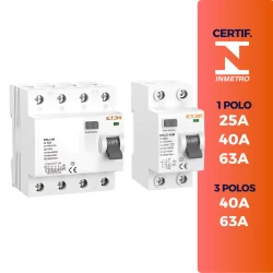 Disjuntores Interruptores RCCB DR 6KA 1, 3 Polos N25A N40A N63A 30mA Eletromagnético Etek