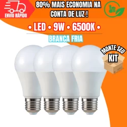 Kit 5 Lâmpadas LED 9W Bulbo Bivolt Econômica 6500K Branca Fria E27 Lâmpada Premium Atacado